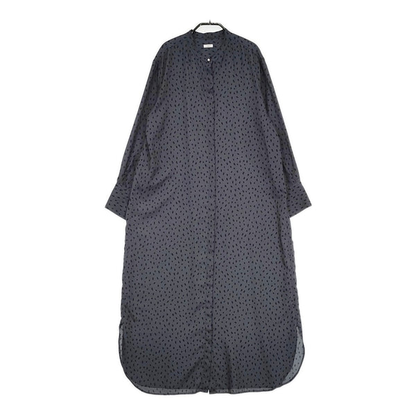 IENA バンドカラーシャツワンピース 38 定価22000円 ドット パールボタン 20AW チャコールグレー ブラック レディース イエナ【中古】5-0805M♪
