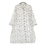 Caliner シャツワンピ 花柄 インド製 リボン チュニック ワンピース ホワイト ネイビー レディース カリネ【中古】5-0805M♪