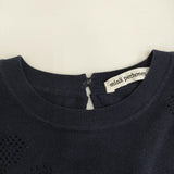 mina perhonen flower shadow 定価50600円 ads8983 サイズ38 コットン ニット 25SS ネイビー レディース ミナペルホネン【中古】5-0514M♪