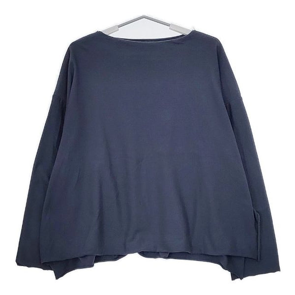 mon sakata 切りっぱワイドT コットン 長袖Ｔシャツ カットソー ロンＴ ネイビー レディース モンサカタ【中古】5-0726M∞