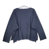 mon sakata 切りっぱワイドT コットン 長袖Ｔシャツ カットソー ロンＴ ネイビー レディース モンサカタ【中古】5-0726M∞