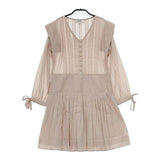 Sea New York インド製 刺繍 ギャザーワンピース rs19-38 レースドレス ワンピース ピンクベージュ レディース シー ニューヨーク【中古】5-0726M∞