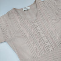 Sea New York インド製 刺繍 ギャザーワンピース rs19-38 レースドレス ワンピース ピンクベージュ レディース シー ニューヨーク【中古】5-0726M∞