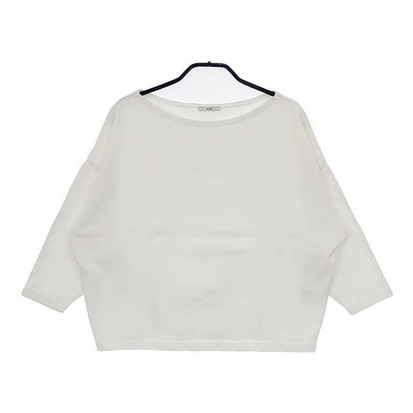 IENA ボートネック コットンストレッチ 長袖Ｔシャツ カットソー ロンＴ ホワイト レディース イエナ【中古】5-0726M∞