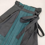 POLS プリーツスカート 定価30800円 ロングスカート ブラック グリーン レディース ポルス MARUMAN 丸萬【中古】5-1106M∞