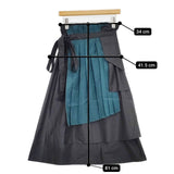 POLS プリーツスカート 定価30800円 ロングスカート ブラック グリーン レディース ポルス MARUMAN 丸萬【中古】5-1106M∞