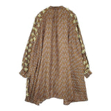 POLS ポルス 丸萬 ジャガード フリンジ チュニック ブラウス シャツ ブラウン グレー レディース【中古】5-1106M∞