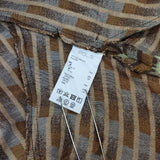 POLS ポルス 丸萬 ジャガード フリンジ チュニック ブラウス シャツ ブラウン グレー レディース【中古】5-1106M∞