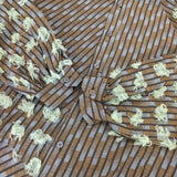 POLS ポルス 丸萬 ジャガード フリンジ チュニック ブラウス シャツ ブラウン グレー レディース【中古】5-1106M∞