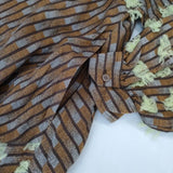 POLS ポルス 丸萬 ジャガード フリンジ チュニック ブラウス シャツ ブラウン グレー レディース【中古】5-1106M∞