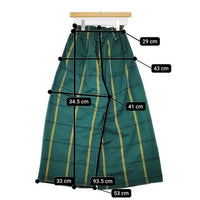 enn hut コットンウール ワイド イージー パンツ グリーン イエロー レディース エンハット【中古】5-0814T∞