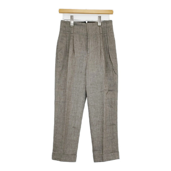 MARGARET HOWELL 578-6142005 サイズ1 リネン ヘリンボーン ハイウエスト パンツ グレー レディース マーガレットハウエル【中古】5-0805M♪