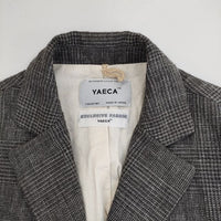 YAECA 153051 ウールリネン グレンチェック テーラードジャケット グレー レディース ヤエカ【中古】5-0814T∞