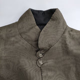 JURGEN LEHL J0184FC901 シルク 中綿チャイナボタン 絹 コート カーキ レディース ヨーガンレール【中古】5-0714M∞