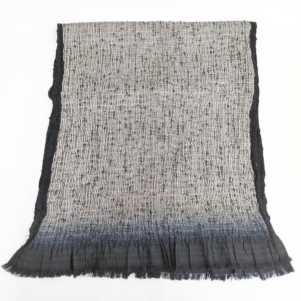 JURGEN LEHL J0181ESF01 シルクコットン グラデーション マフラー ストール ホワイト ブラック レディース ヨーガンレール【中古】5-0605M◎