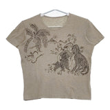 JURGEN LEHL J0132UB921 コットン 犬 刺繍  半袖Ｔシャツ カットソー ベージュ ブラック レディース ヨーガンレール【中古】5-0617S△