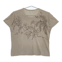 JURGEN LEHL J0132UB921 コットン 犬 刺繍  半袖Ｔシャツ カットソー ベージュ ブラック レディース ヨーガンレール【中古】5-0617S△