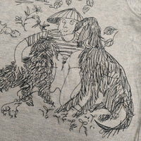 JURGEN LEHL J0132UB921 コットン 犬 刺繍  半袖Ｔシャツ カットソー ベージュ ブラック レディース ヨーガンレール【中古】5-0617S△