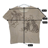 JURGEN LEHL J0132UB921 コットン 犬 刺繍  半袖Ｔシャツ カットソー ベージュ ブラック レディース ヨーガンレール【中古】5-0617S△