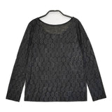 L'EQUIPE YOSHIE INABA ウール 総柄 長袖Ｔシャツ カットソー ロンＴ ブラック レディース レキップヨシエイナバ【中古】5-0814M∞