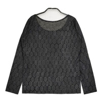 L'EQUIPE YOSHIE INABA ウール 総柄 長袖Ｔシャツ カットソー ロンＴ ブラック レディース レキップヨシエイナバ【中古】5-0814M∞