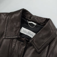 MAX MARA レザー サイズ44 大きいサイズ 本革 コート ブラック レディース マックスマーラ【中古】5-0821T∞