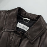 MAX MARA レザー サイズ44 大きいサイズ 本革 コート ブラック レディース マックスマーラ【中古】5-0821T∞