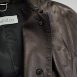 MAX MARA レザー サイズ44 大きいサイズ 本革 コート ブラック レディース マックスマーラ【中古】5-0821T∞
