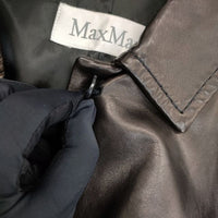 MAX MARA レザー サイズ44 大きいサイズ 本革 コート ブラック レディース マックスマーラ【中古】5-0821T∞