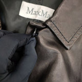 MAX MARA レザー サイズ44 大きいサイズ 本革 コート ブラック レディース マックスマーラ【中古】5-0821T∞