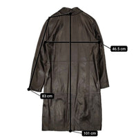 MAX MARA レザー サイズ44 大きいサイズ 本革 コート ブラック レディース マックスマーラ【中古】5-0821T∞