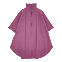 me ISSEY MIYAKE プリーツシャツ MI14KJ924 チュニック スタンドカラー 半袖シャツ ピンク レディース ミー イッセイミヤケ【中古】5-0514S♪