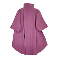me ISSEY MIYAKE プリーツシャツ MI14KJ924 チュニック スタンドカラー 半袖シャツ ピンク レディース ミー イッセイミヤケ【中古】5-0514S♪