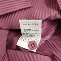 me ISSEY MIYAKE プリーツシャツ MI14KJ924 チュニック スタンドカラー 半袖シャツ ピンク レディース ミー イッセイミヤケ【中古】5-0514S♪