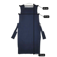 me ISSEY MIYAKE プリーツ スクエアネック MI94KH308 サイドスリット ワンピース ネイビー レディース ミー イッセイミヤケ【中古】5-0622S♪