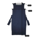 me ISSEY MIYAKE プリーツ スクエアネック MI94KH308 サイドスリット ワンピース ネイビー レディース ミー イッセイミヤケ【中古】5-0622S♪