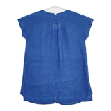 PLEATS PLEASE ISSEY MIYAKE リネン チュニック 半袖 ブラウス シャツ ブルー レディース プリーツプリーズ【中古】5-0617S△