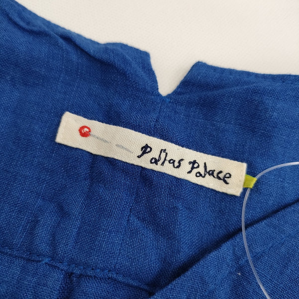 PLEATS PLEASE ISSEY MIYAKE リネン チュニック 半袖 ブラウス シャツ ブルー プリーツプリーズ 5-0617S 263526 PLEATS PLEASE ISSEY MIYAKE リネン チュニック 半袖 ブラウス