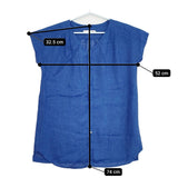 PLEATS PLEASE ISSEY MIYAKE リネン チュニック 半袖 ブラウス シャツ ブルー レディース プリーツプリーズ【中古】5-0617S△