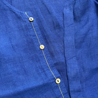 PLEATS PLEASE ISSEY MIYAKE リネン チュニック 半袖 ブラウス シャツ ブルー レディース プリーツプリーズ【中古】5-0617S△