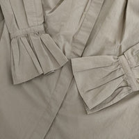 MANOF フリルスリーブ 83122-4022 FRILL NECK CANDY SHIRT 比翼ボタン ブラウス シャツ ベージュ レディース マノフ【中古】5-0901M∞
