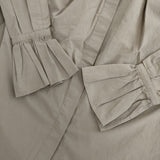 MANOF フリルスリーブ 83122-4022 FRILL NECK CANDY SHIRT 比翼ボタン ブラウス シャツ ベージュ レディース マノフ【中古】5-0901M∞