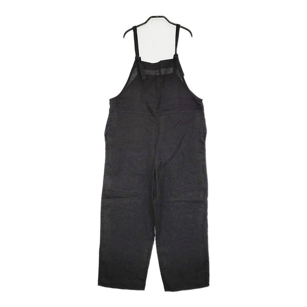 fog linen work リンサロペット RIN SALOPETTE リトアニアリネン オーバーオール ブラック レディース フォグリネンワーク【中古】5-0805M♪