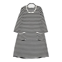 marimekko ボーダーTシャツワンピ サイズXS ワンピース ブラック ホワイト レディース マリメッコ【中古】5-0805M♪