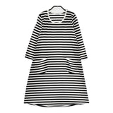 marimekko ボーダーTシャツワンピ サイズXS ワンピース ブラック ホワイト レディース マリメッコ【中古】5-0805M♪