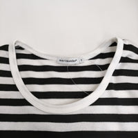 marimekko ボーダーTシャツワンピ サイズXS ワンピース ブラック ホワイト レディース マリメッコ【中古】5-0805M♪