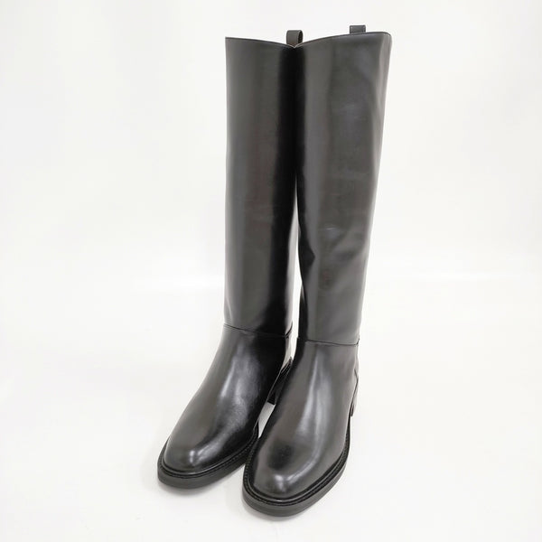 Le Talon GRISE 新品 23AW レザーホースライディングロングブーツ 定価44000円 サイズM ブーツ 23AW ブラック レディース ルタロン【中古】5-1009T◎