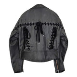 G.V.G.V. 革 GV1731003 レースアップレザーダブル ライダースジャケット ブラック レディース ジーヴィージーヴィー【中古】5-1101T∞