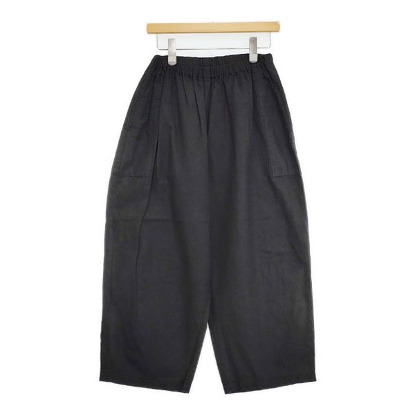 homspun 241-3372 バルキーシーチング 厚手 ギャザーパンツ コットン パンツ ブラック レディース ホームスパン【中古】5-0901G∞