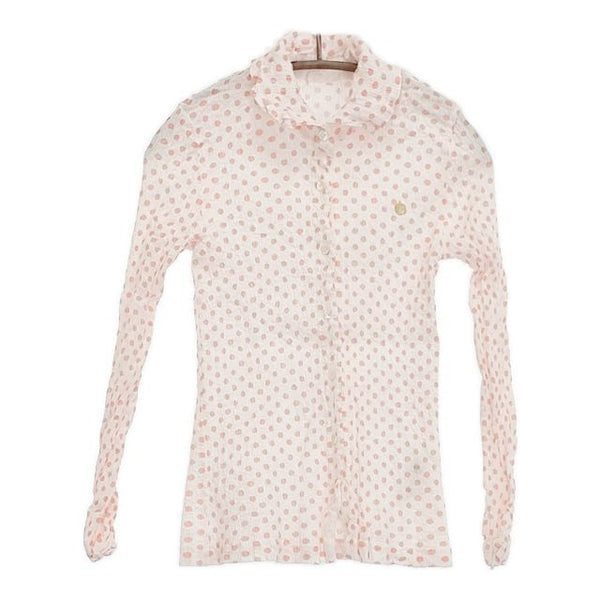 TSUMORI CHISATO プリーツ シワ加工 製品洗い コットン 長袖シャツ ホワイト ピンク レディース ツモリチサト【中古】5-0901M∞